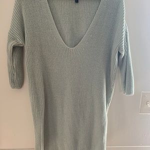 Express Greige 3/4 Sleeve Tunic Sweater